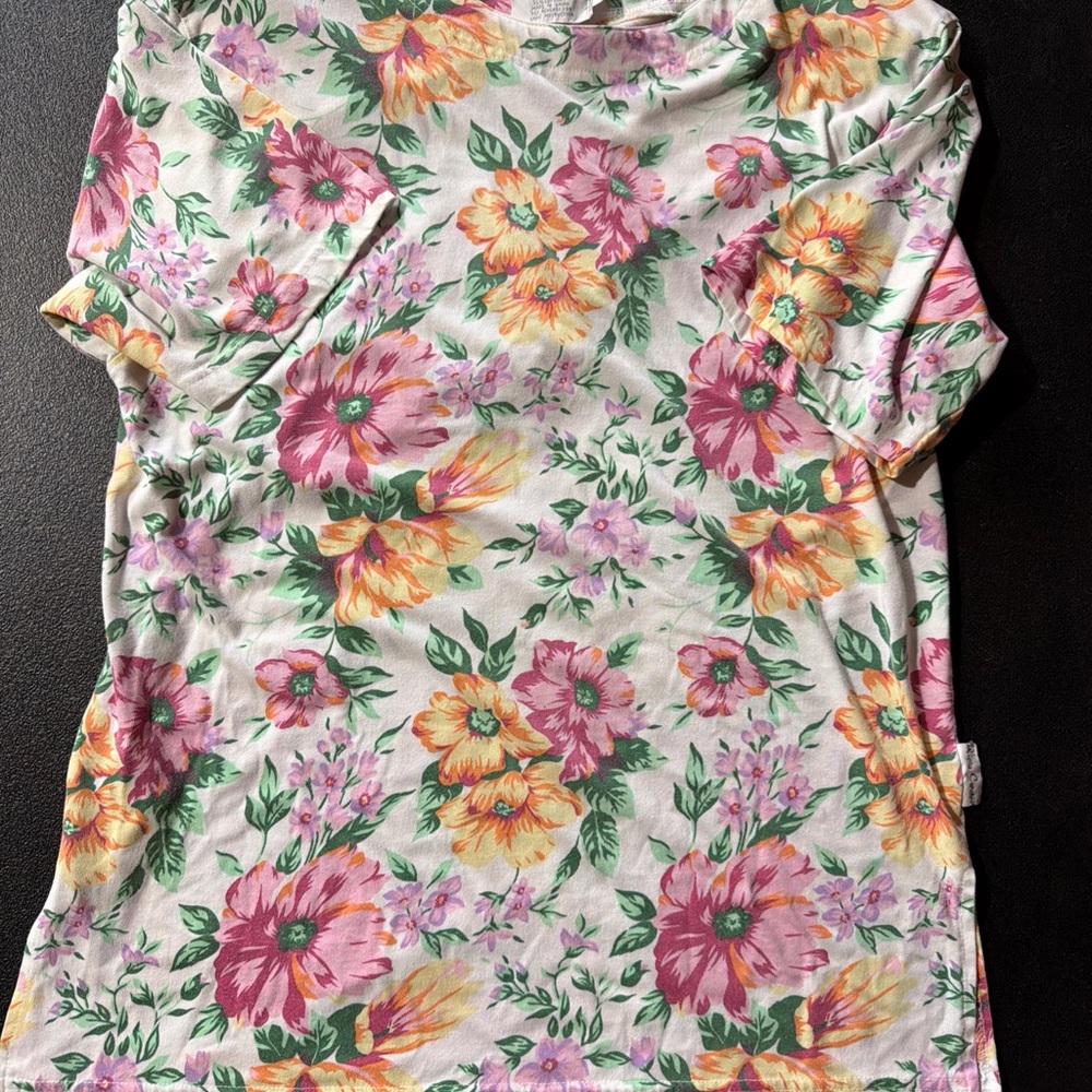 Pierre Cardin Floral Short Sleeve Top - Pink, Yellow, Green Vintage 90’s